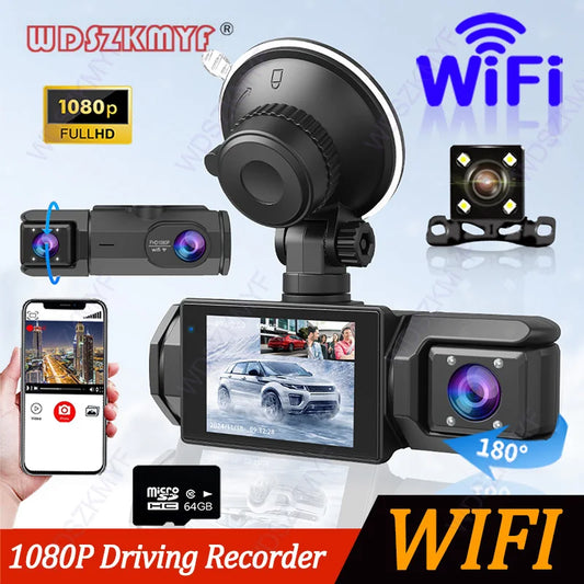 WiFi Dash Cam 1080P – 2/3 Channel Front & Rear Car Camera