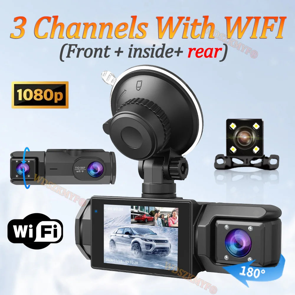 WiFi Dash Cam 1080P – 2/3 Channel Front &amp; Rear Car Camera