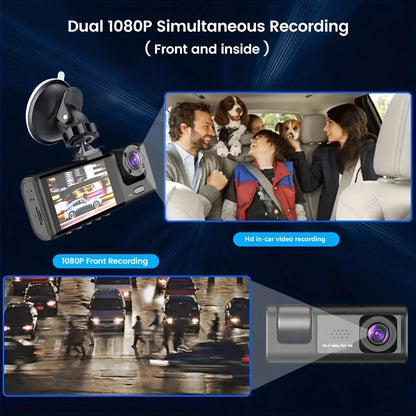 1080P 3-Cam Dash Cam with Night Vision & DVR