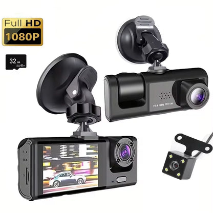 1080P Triple Dash Cam w/ Night Vision, Loop Recording & 2'' Screen