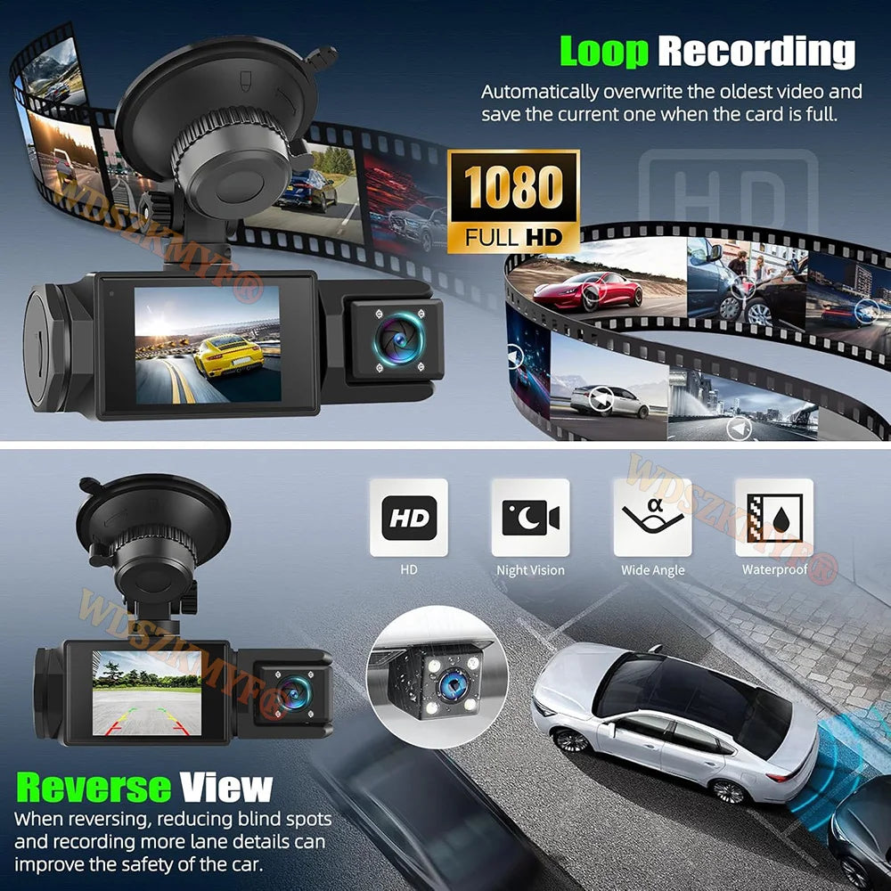 WiFi Dash Cam 1080P – 2/3 Channel Front &amp; Rear Car Camera