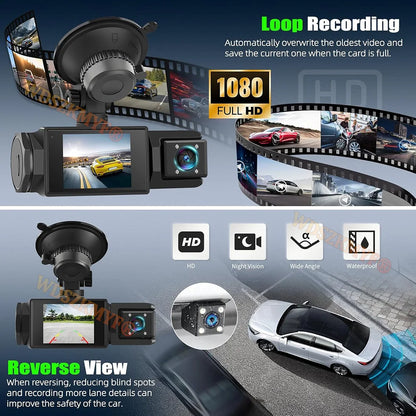 WiFi Dash Cam 1080P – 2/3 Channel Front &amp; Rear Car Camera