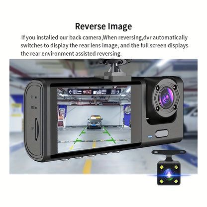 1080P Triple Dash Cam w/ Night Vision, Loop Recording & 2'' Screen